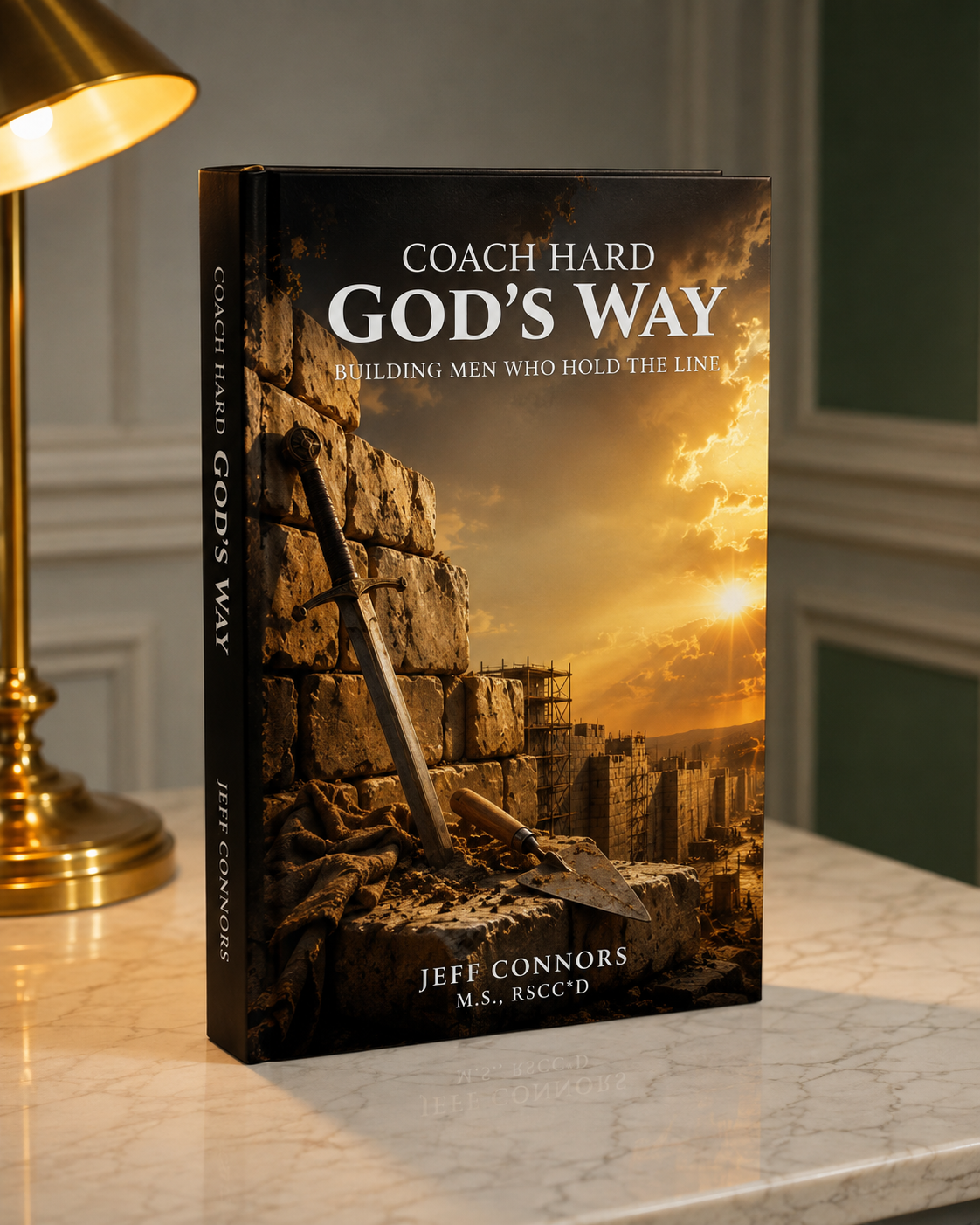 3D mockup of the hardcover book Coach Hard God's Way
