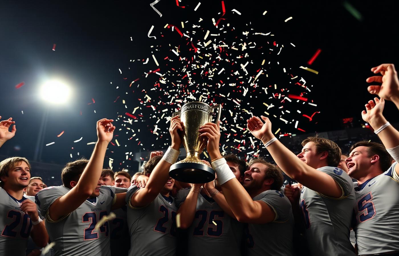 Team lifting a championship trophy