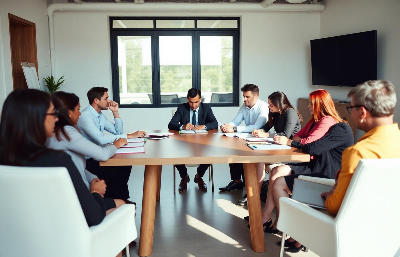 Executive leadership workshop around a table