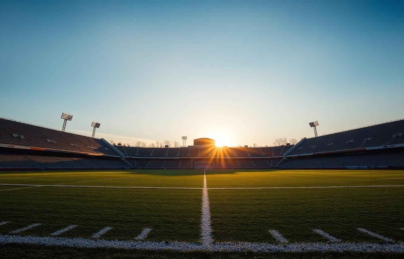 Empty stadium at sunrise